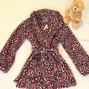 NWT VS pink leopard plush bathrobe Sz XS